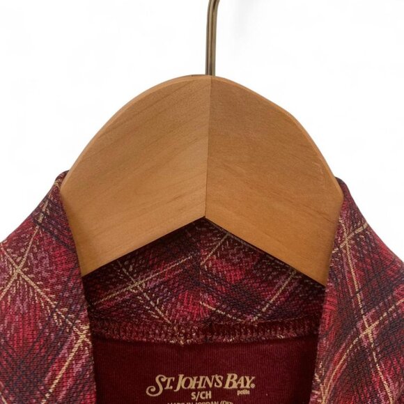 Red and purple plaid mock neck long sleeve top - Picture 3 of 3